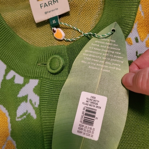 NWT Farm Rio Foliage Sketch Knit Cardigan Size XL, Ret. $195, colorful - Picture 8 of 16
